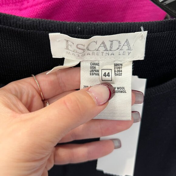 escada Black Sweater Tank Seam Cap Sleeve Wool Top size FR 44/12 - Picture 6 of 7